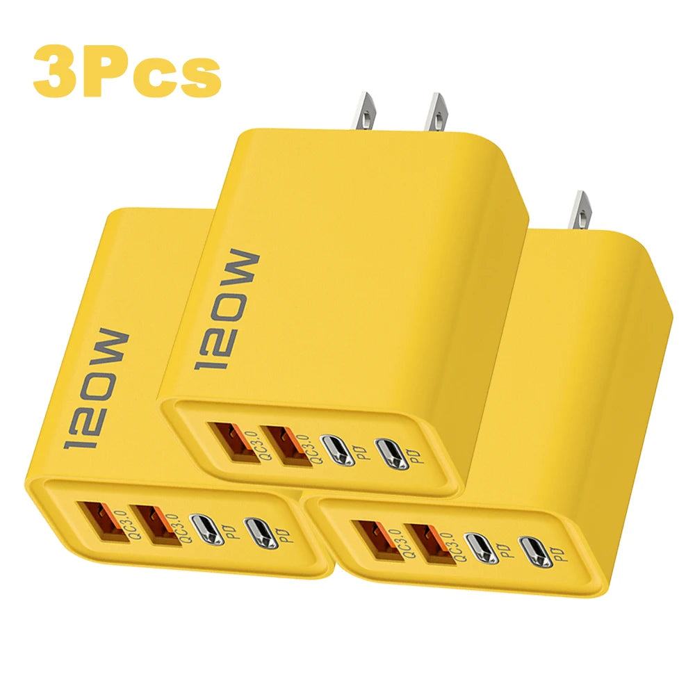 4 Ports USB C PD Charger Quick Charge 3.0 Type C USB Phone Chargers Fast Charging Adapter For iPhone 15 14 Samsung Xiaomi Huawei